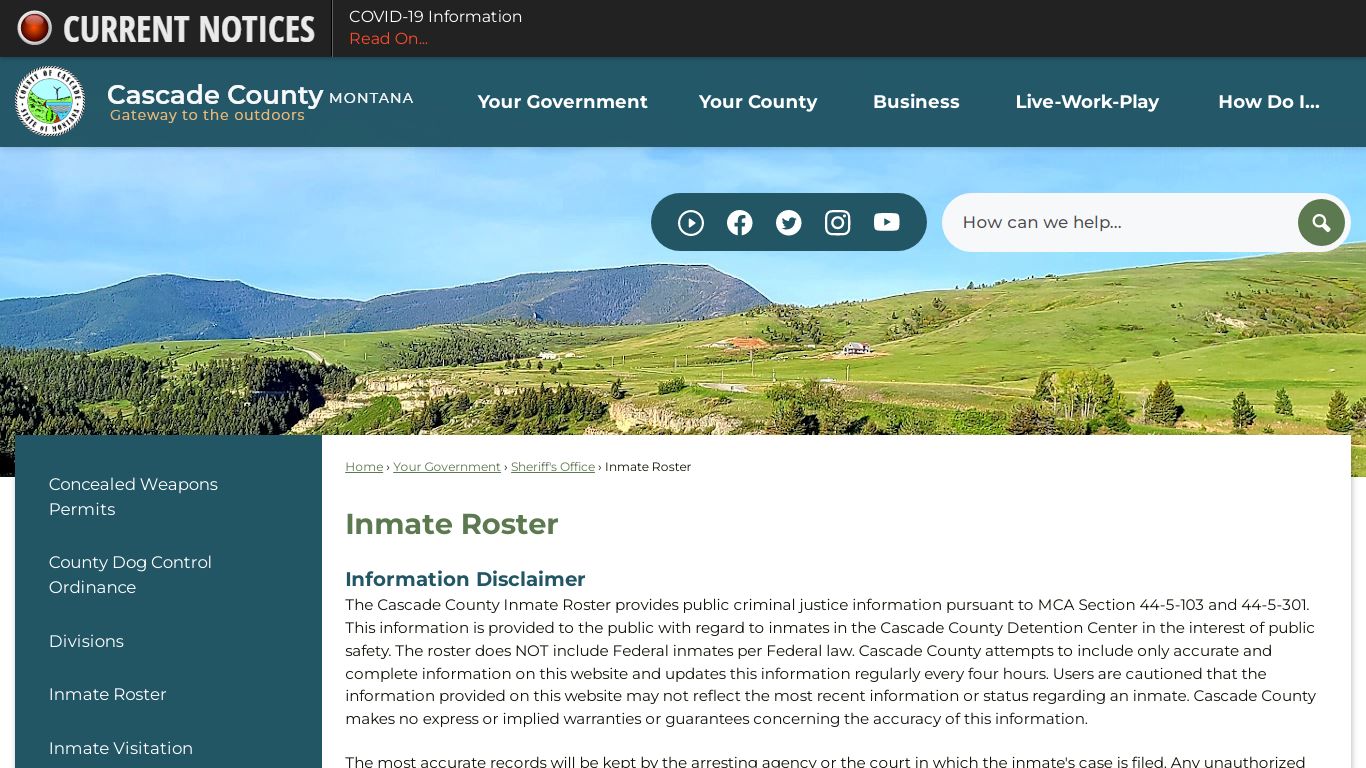 Inmate Roster - Cascade County, MT