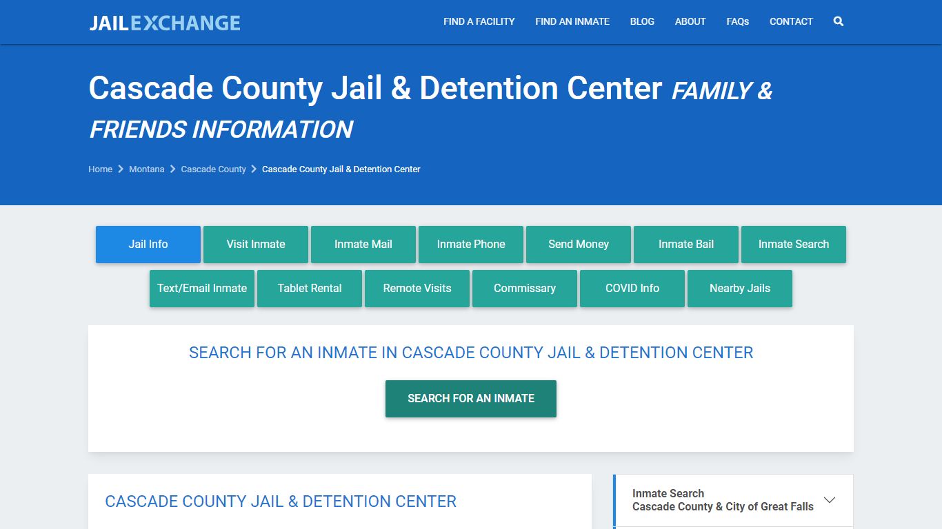 Cascade County Jail & Detention Center Visitation | Mail ...